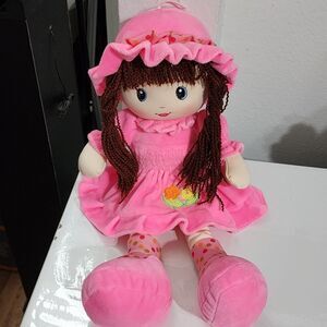 Girls Cute Pretty Pink Rag Doll Stuffed Animal Plush Toy